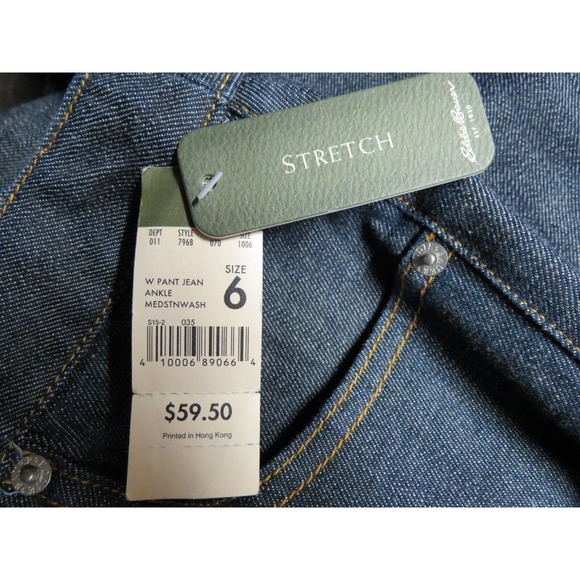 NEW Eddie Bauer Size 6 Vashon Fit Denim Jeans Ankle Pants NWT - Picture 6 of 7